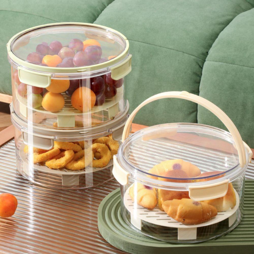 Round Camping Fruit Strainer Box Double Layer Food Preservation Container Picnic