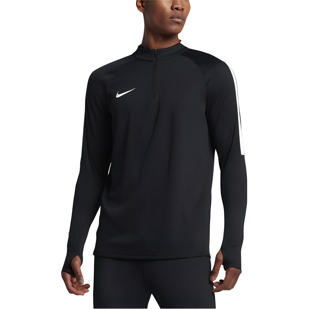 Nike Футболка с длинным рукавом и логотипом Squad Drill, воротник-молния, мужские топы, цвет черный 807064-010