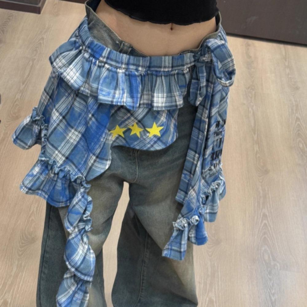 Удлинитель рубашки на шнуровке Бесформенный пояс-шарф Хип-хоп Волнистый край Пояс для джинсов Декор