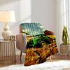 For Tractor,Farm,Harvest-Themed Flannel Blanket, Glam Style, Digital Print, All-Season Comfort, Tear-Resistant, Knitted Craftsmanship, Polye