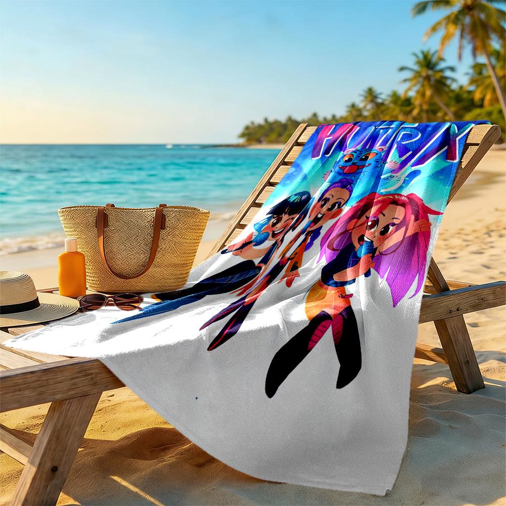 Demon Hunter Girls2 Beach Towel Quick-Dry Soft Microfiber Comfortable Lightweight Portable for Swimming,Beach,Camping, Travel