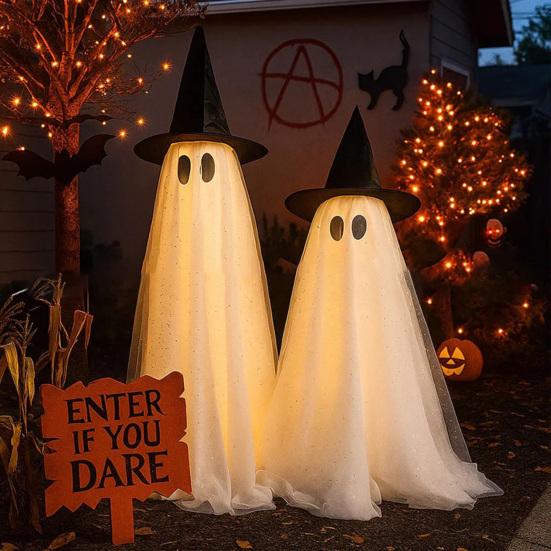 Halloween Outdoor Standing Ghost Decoration Light Up Spooky Ghost