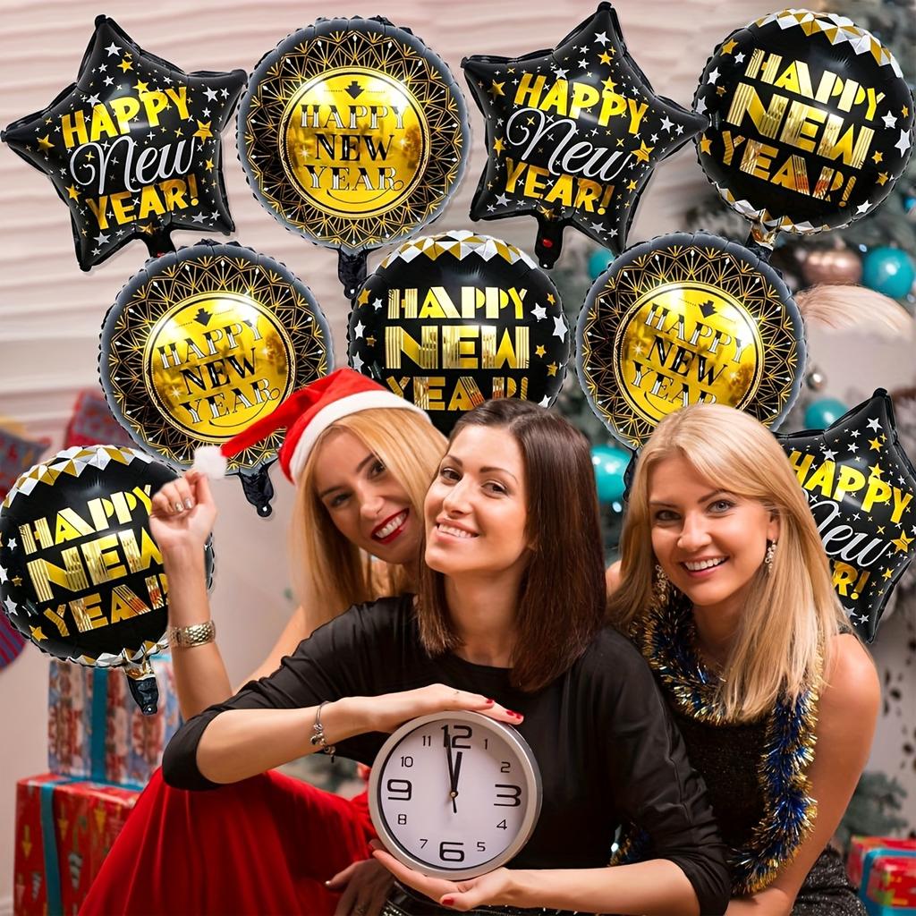 9 шт. 2026 Декор для Нового года 2026 Воздушные шары с цифрами Шары-звезды из фольги Украшения для Рождественской вечеринки
