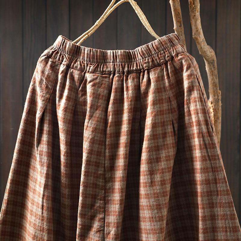 Johnature Женские клетчатые юбки Эластичная талия Пэчворк Кружево Летние Женские Повседневные Мягкие Юбки