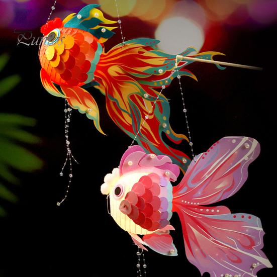 Комплект материалов для фонарей DIY Набор фонарей с золотой рыбкой Традиционный китайский фонарь для весенних фестивалей середины осени