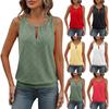 Women's Fashion Solid Color Buckle Round Neck Sleeveless Vest T-shirt Top