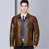 Куртка из натуральной кожи мужская весенне-осенняя из овчины модная повседневная кожаная куртка среднего возраста плюс утолщенная бархатная куртка