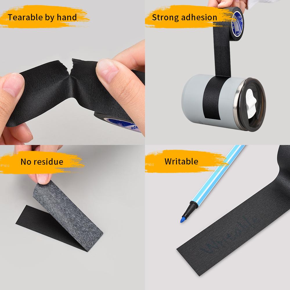 Черная креп-бумажная лента с высокой адгезией для детской ручной живописи и маскирования
