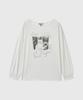 GENERALIDEA Boat Neck Loose Fit Graphic T-Shirt [White] / Gf1Lts515