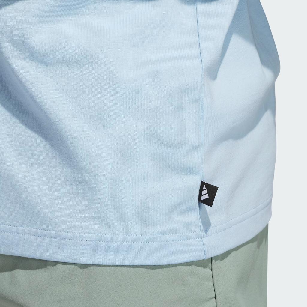 adidas Golf Classic Chip Graphic Круглый вырез Хлопок Мода Универсальный Дышащий Футболка с коротким рукавом Мужские топы Небесно-голубой JJ4201