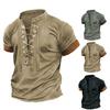 Summer T-Shirt Durable Casual Minimalistic Men's Tops Lace-Up Men's Summer T-Shirt Pullover Top Outdoor Supply