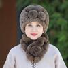 Rex Rabbit Hair Knitted Hat Female Winter In The Elderly Grandmother Winter Thickened Warm Mother Old Lady Fur Hat