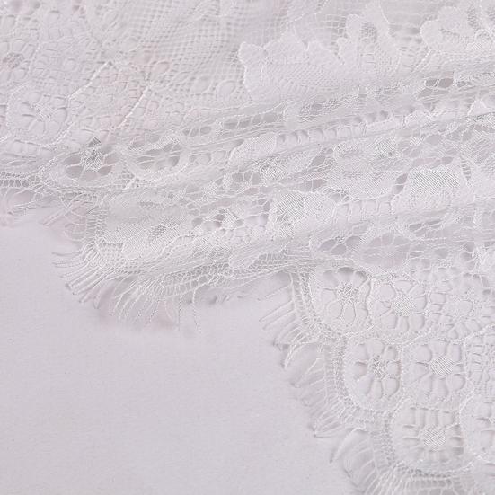 O-Neck Long Sleeve Embroidery Pattern Crop Top Women See-Through Floral Lace Blouse