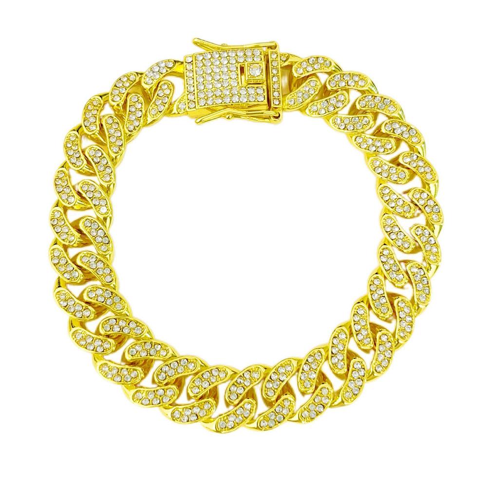 25Cm Bling Necklace Gold-Plated Cuban Chain Pet Collar For Cat Dog