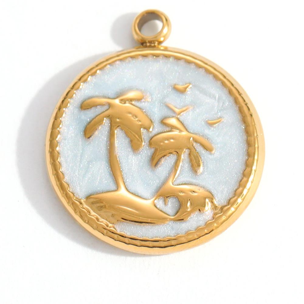 Heart Cat Dog Owl Oil Drop Ocean Style Pendants 18K Gold Plated Stainless Steel Charms Fashion Jewelry Gold Pendants