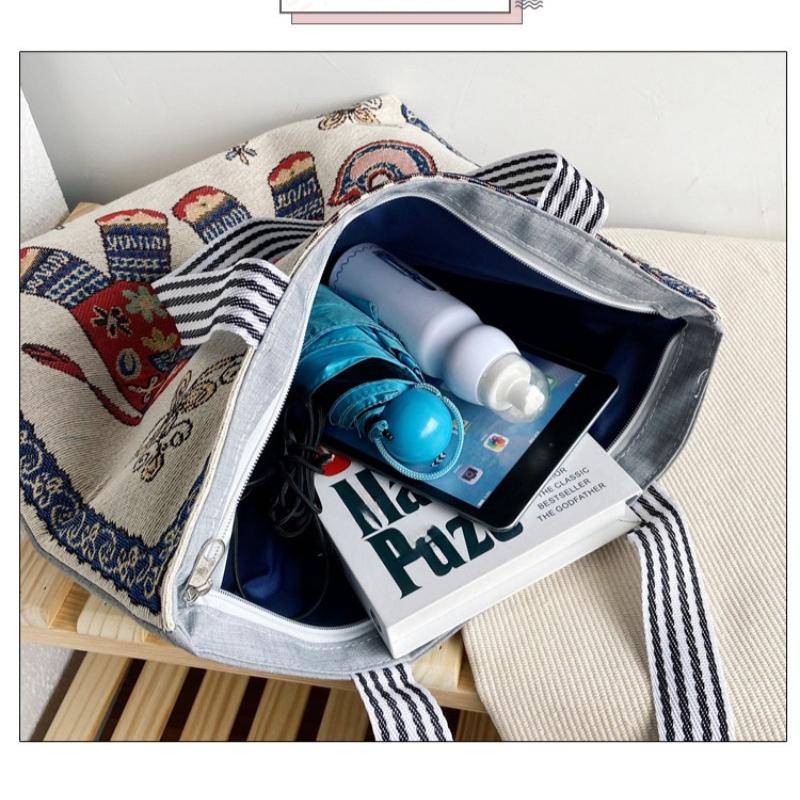 Женская сумка через плечо, простая и модная сумка-тоут с иллюстрацией, художественная сумка подмышкой в стиле ретро, односторонняя вышитая сумка