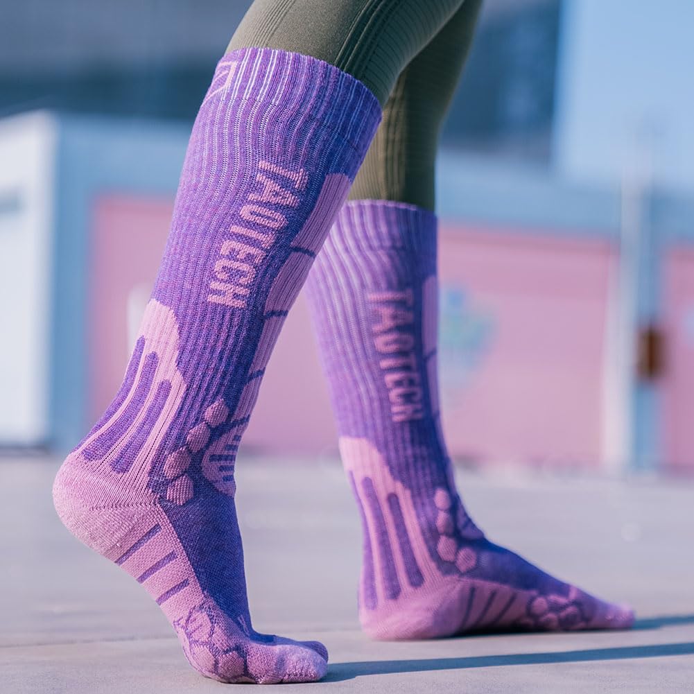 TaoTech Snowboarding Socks for Outdoor and Thick Acrylic Graduated Cold Odor Sweat and Quick Drying Sports, Skiing, Activities, Hiking, Fiber,