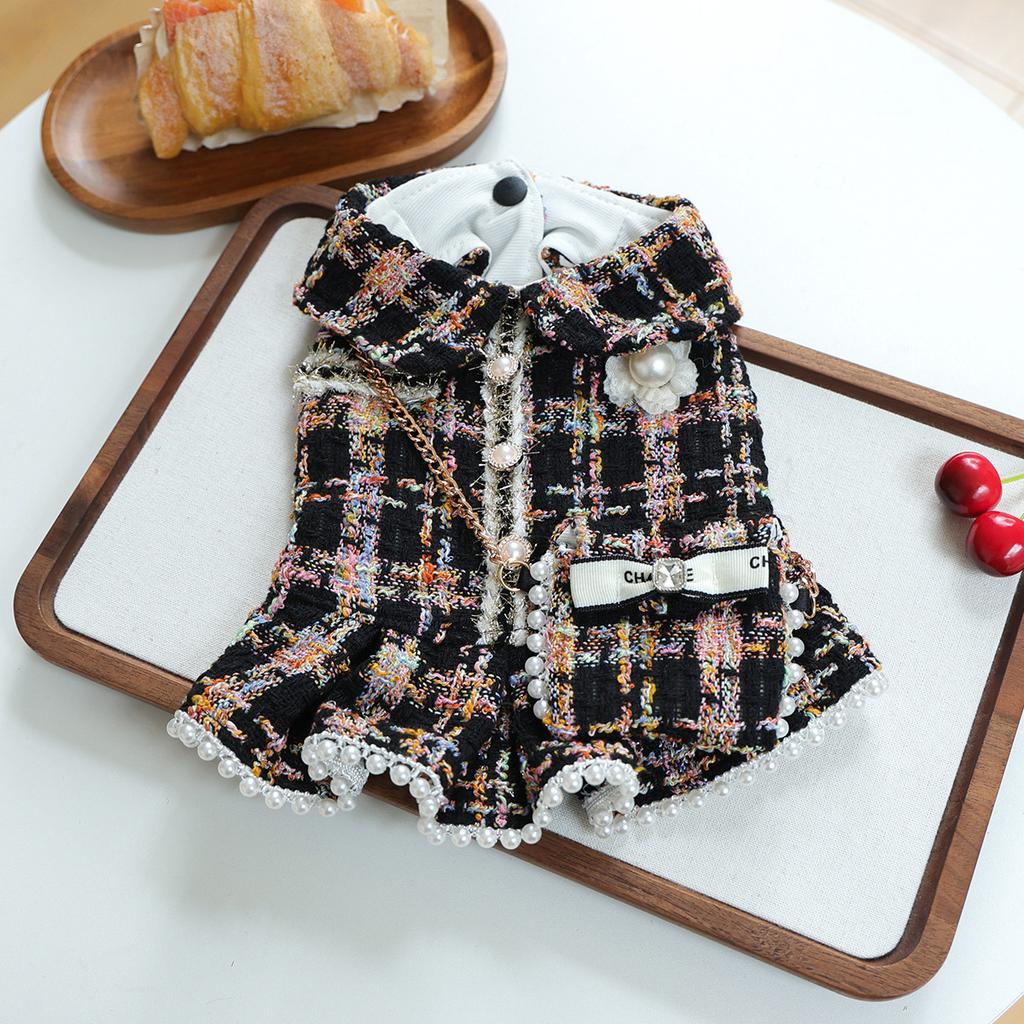 PETCIRCLE Pet Circle New pet clothes for autumn and winter, spot Xiaoxiangfeng backpack skirt color black