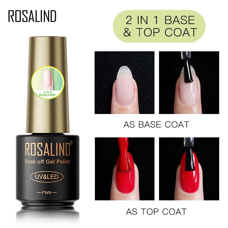 ROSALIND 2 в 1 базовый и верхний слой гель-лака яркий для дизайна ногтей светодиодная/УФ-лампа
