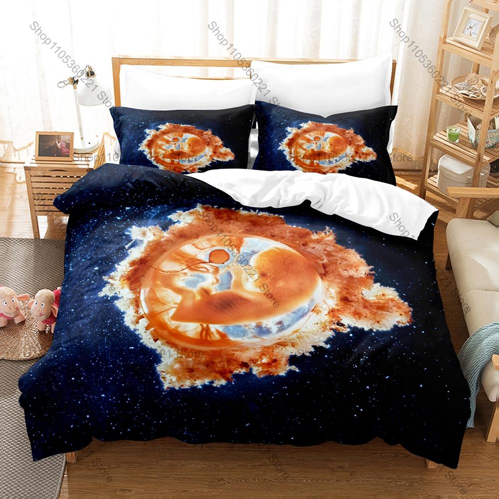 Peacock Printed Bedding Set, Duvet Cover + 2 Pillowcases Elegant Bird Pattern Soft Bed Sheets for Living Room Dorm Decoration