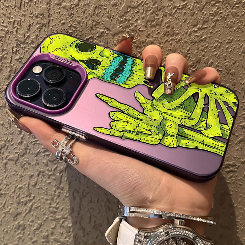 Розово-зеленый чехол-череп для Xiaomi POCO X7 X6 X5 X3 NFC F7 Ultra F6 F5 Pro F4 F3 GT M5S C65 C75 M3 M4 M5S M6 Pro 4G 5G Etui