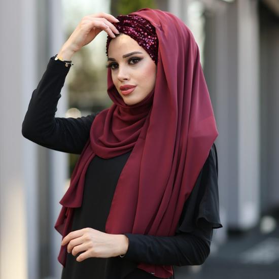 Differenza Роскошный хиджаб-шарф Абая из шифона Мусульманские женщины носят свадебные тюрбаны