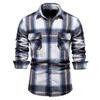 Autumn New Light Business Men's Pocket Professional Shirt Fashion Plaid Long Sleeve Shirt Men's Top