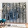 Seasonal Winter Snowy Forest Natural Landscape View 3D Scenery Christmas Curtains Living Room Rcortinas Para Salon