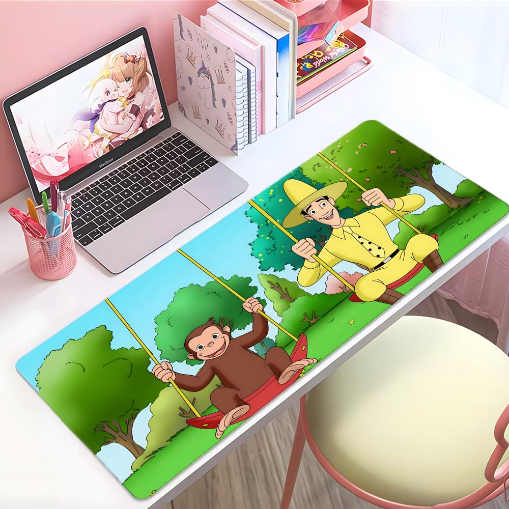 Cute Fun Cartoon Ccurious Ggeorge Mouse Pad Large Thick Desk Pad Stitched Edges Gaming Mouse Mat For Pc