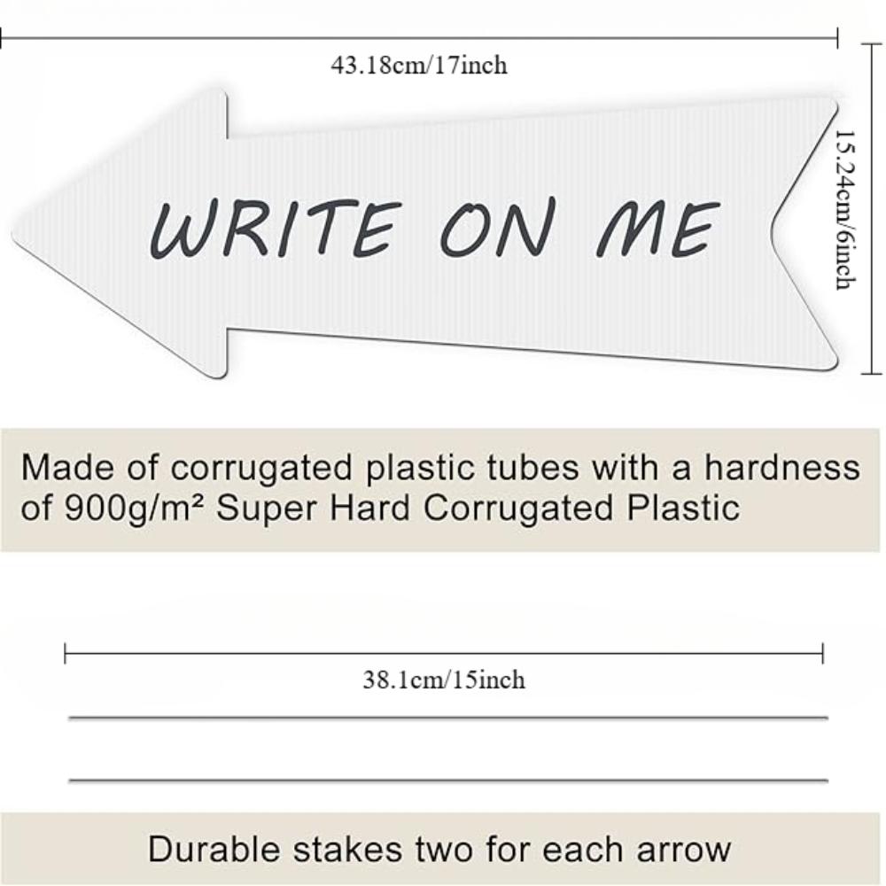 10 шт. свадебных указателей для двора с кольями, пустые указатели со стрелками и кольями 43,18 x 15,24 см, указатели со стрелкой в эту сторону, указатели для двора на день рождения, стрелы