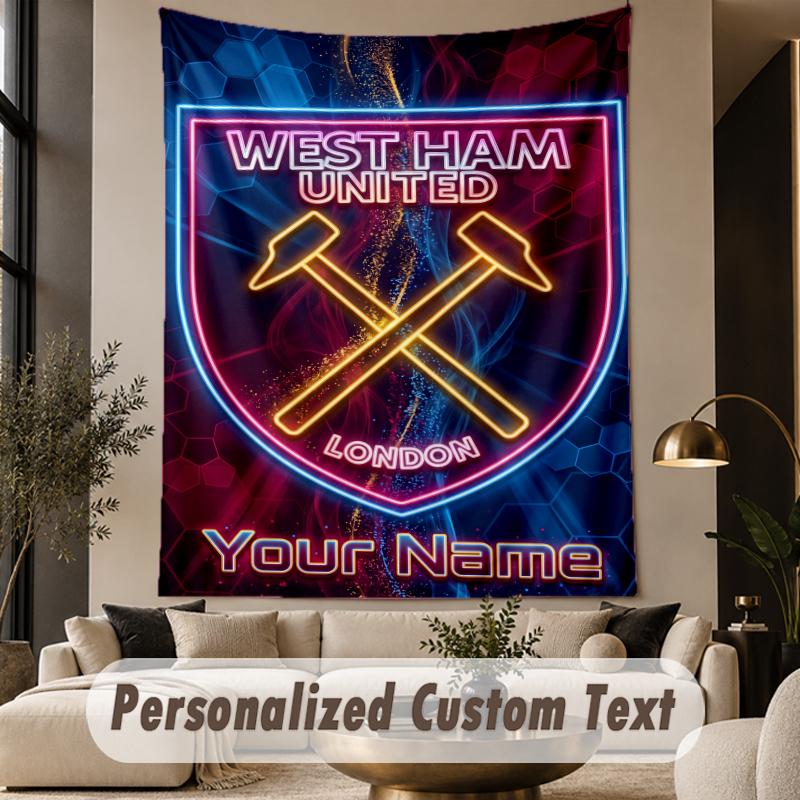 Custom Text Tapestry West Ham United FC Print Wall Tapestry Indoor Living Room Wall Decor