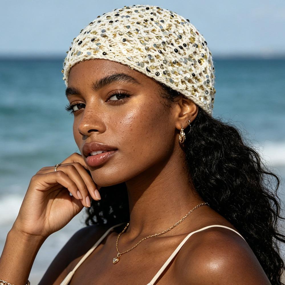 Thin Knitted Hat Elegant Weave Cap Fashion Woven Pullover Cap Apparel Accessories