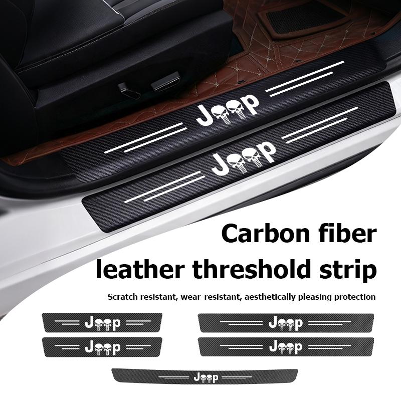 Wzjy7 Накладки на пороги автомобиля, защитные полосы, наклейки для Jeep Grand Cherokee Wrangler JK Renegade Gladiator Compass