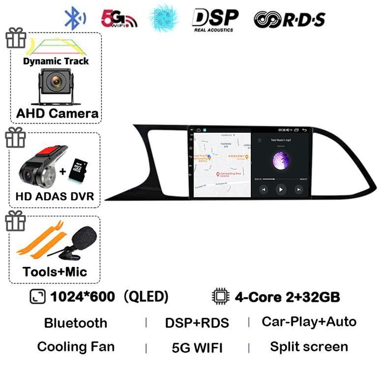 Android 14 WIFI+4G Carplay Auto для Seat Leon 3 MK3 2012-2020 Автомобильное радио GPS Мультимедиа Видеоплеер Стерео 360 Камера DSP Аудио