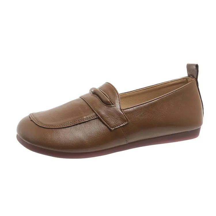 Модная повседневная женская обувь, туфли-оксфорды с неглубоким носком, мягкие женские туфли, новые удобные кожаные мокасины