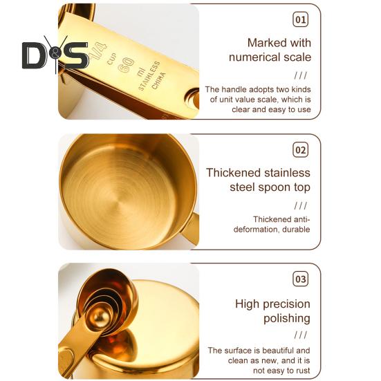 Набор мерных ложек из нержавеющей стали, двойные весы, эргономичная ручка, мерный стакан для точных измерений при выпечке, домашняя кухня, пекарня