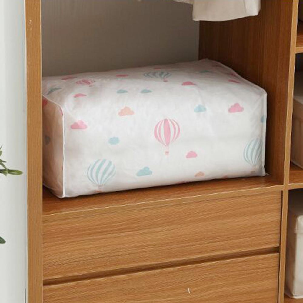 Peva Printed Waterproof And Dust-Proof Quilt Storage Bag Oranizer Collapsible Easy To Arrange Blankets, Clothes, Bedding