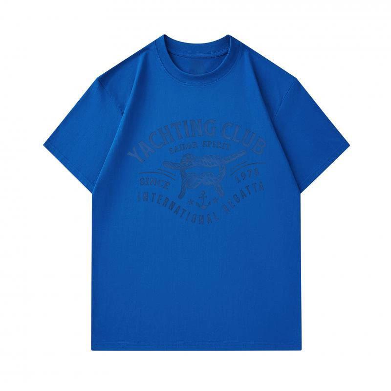 Men's 100% Cotton Short Sleeve Crew Neck T-Shirt, Yachting Club Sailor Spirit Rope Anchor Print Casual Comfortable Tee for Daily Summer Wear