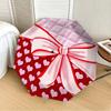 1pc Heart Print Bow Automatic Folding Umbrella, 8 Ribs Iron Frame, Suitable for Outdoor Travel and Daily Use yy251120215
