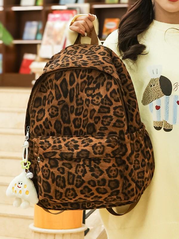 Leopard Print Women's Backpack 2025: Stylish Versatile Storage for Commuting & Travel - Perfect for Casual Autumn/Winter Looks.