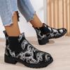 Spring and Autumn Fashion Women's Boots New Round Toe Low Heel Large Size Color Block Bow Sleeve Women's Short Boots