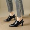 Pointed Deep Mouth Single Shoes Women's 2025 Autumn and Winter New One-pedal Versatile Comfortable Soft Leather Work Commuter High Heels