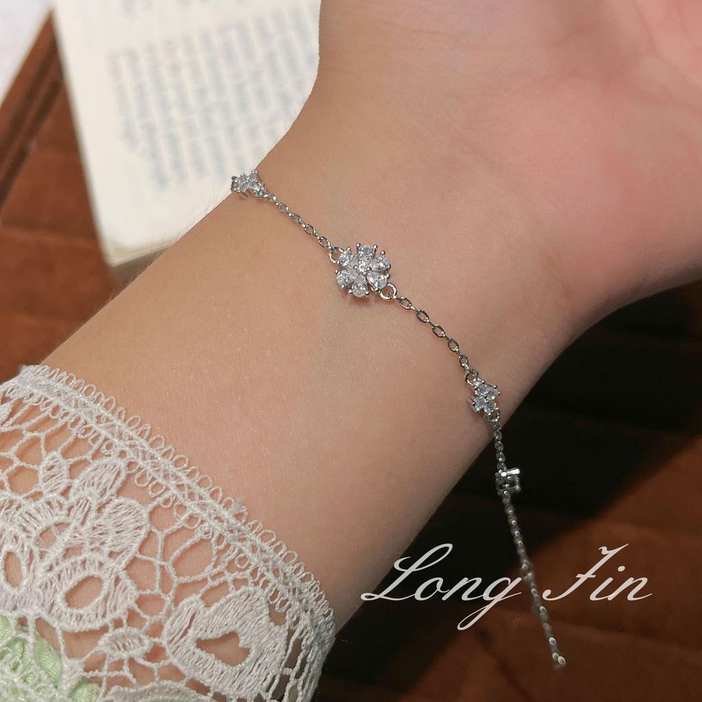 20 Light Luxury Forget-Me-Not Flower Necklace Bracelet Full Of Diamonds And Flash Premium Light Luxury Necklace Jewelry