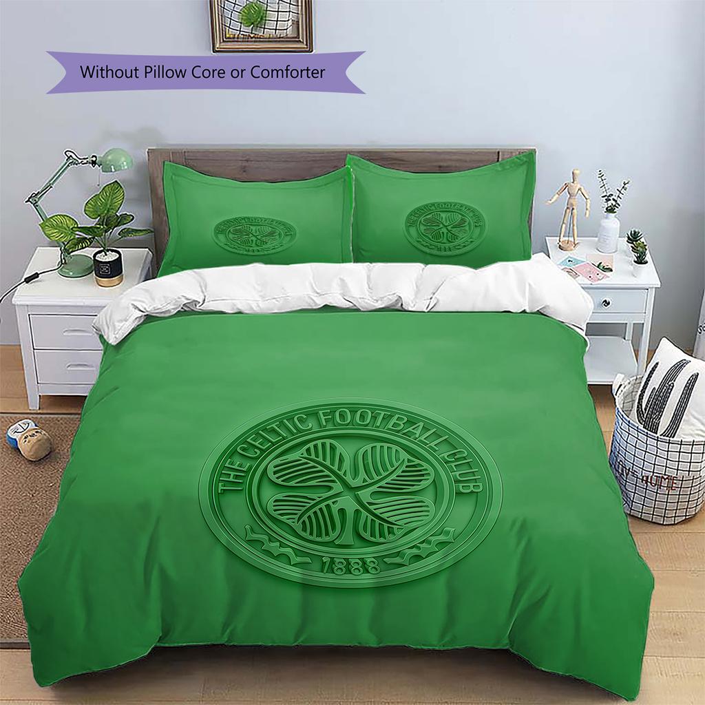 Celtic Football Club Pattern Bedding Quilt Set Home Decoration Gift (1 * duvet cover + 2 * pillowcase without core).xwn