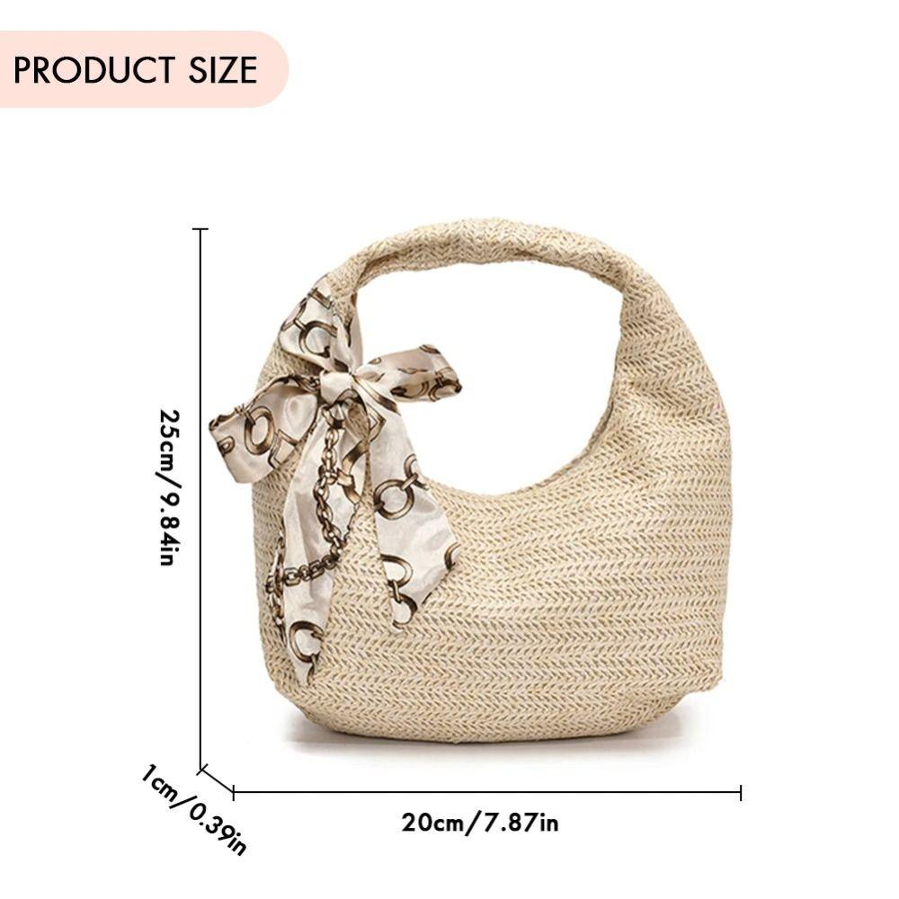 Grass Straw Bag Large Capacity Clutch Crescent Bag Casual Summer Beach Bag Summer