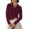Women's Lapel Casual Soft Sweater Cable Knit Pullover