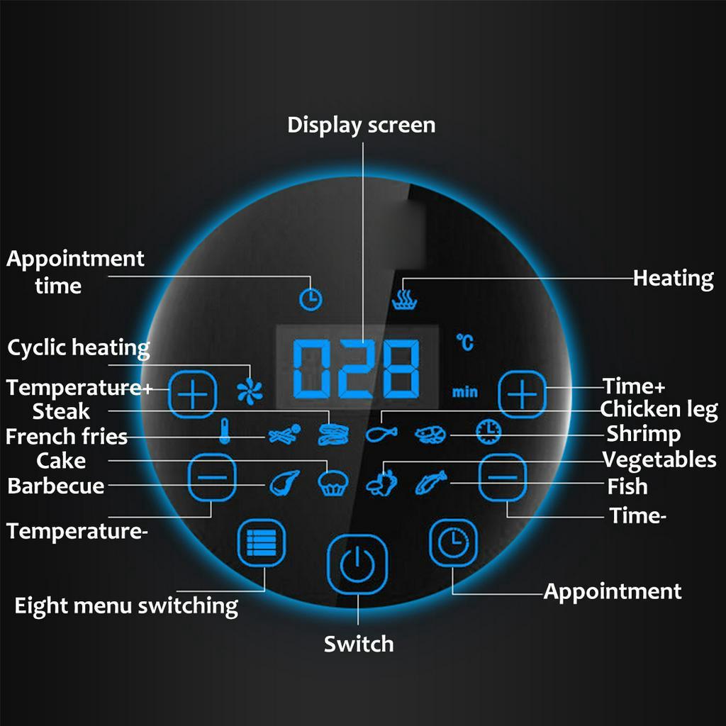 220V 6L Health Fryer Cooker Smart Touch LCD Airfryer Pizza Oil Free Air Fryer 1500W Multi Function Smart Fryer for French Fries