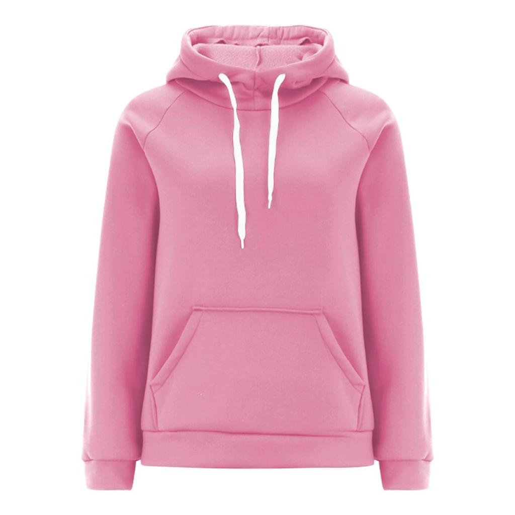 Women's Casual Loose Solid Color Long-sleeved Crewneck Sports Hoodie