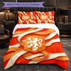 Netherlands Football Pattern 3 Pieces Bedding Set Soft Microfiber Duvet Cover with Pillow Cases for Bedroom