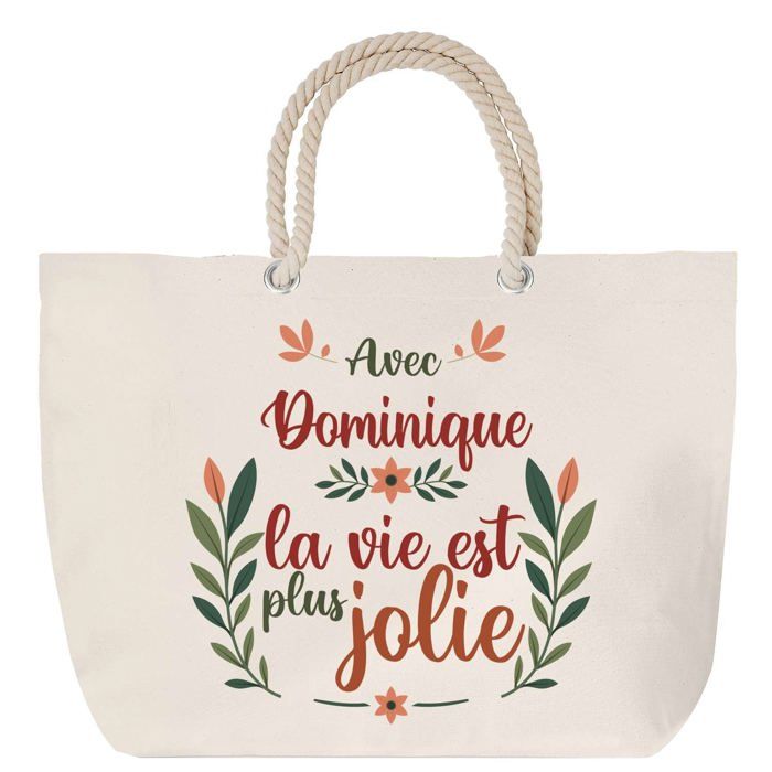Sac de plage - PLANETEE - Dominique - Anse corde - Grand format - Message personnalisé